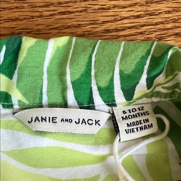Janie and Jack Tropical Green Leaf Print Baby Shirt - Picture 2 of 4